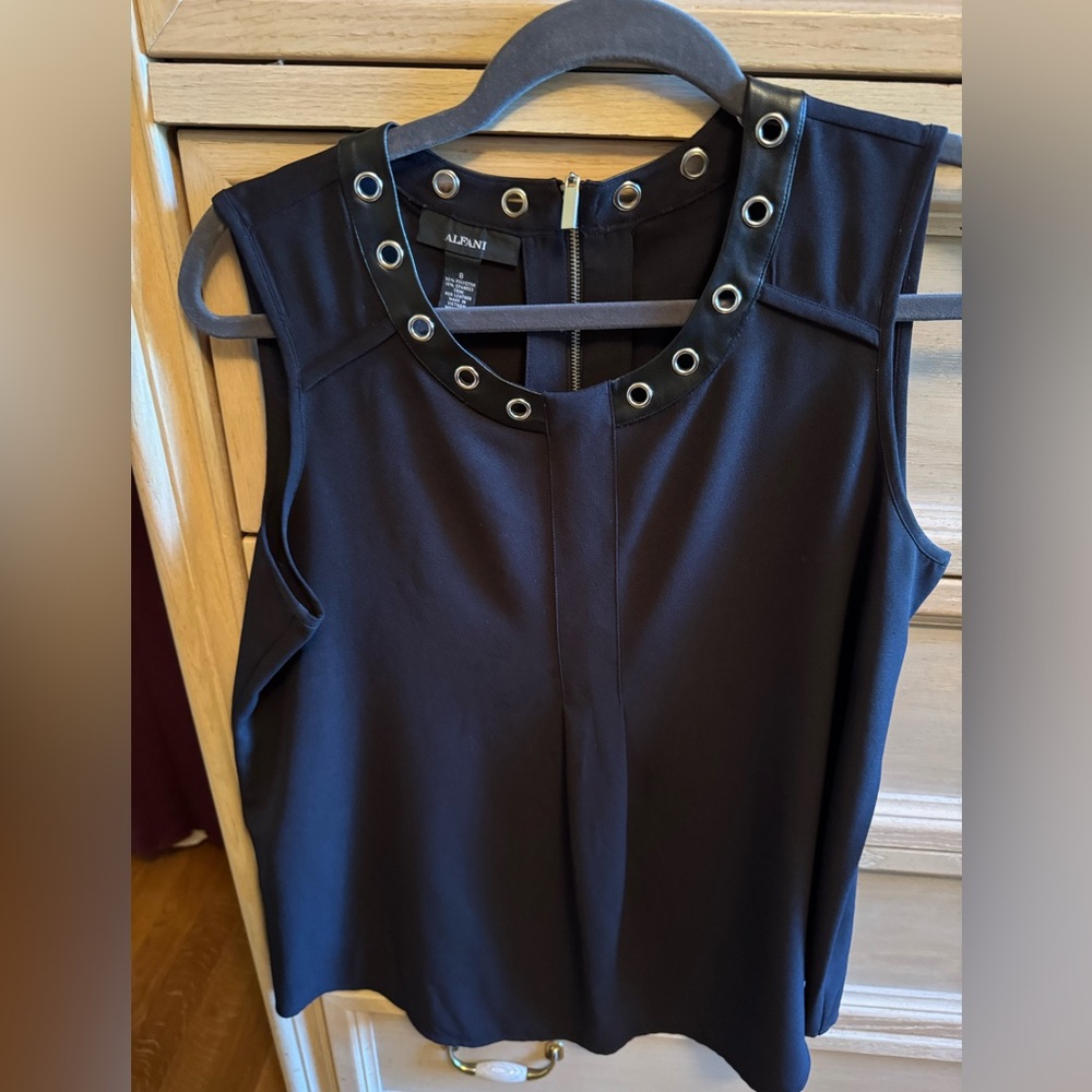 Alfani Black Grommet Detail Sleeveless Blouse